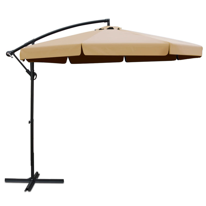 Instahut 3m Cantilever Outdoor Umbrella Garden Patio Beige