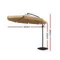 Instahut 3m Cantilever Outdoor Umbrella Garden Patio Beige