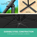 Instahut 3m Cantilever Umbrella Outdoor Garden Patio Beach Black