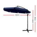 Instahut 3m Cantilever Umbrella Outdoor Garden Patio Navy