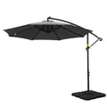 Instahut 3M Cantilever Umbrella LED Base Charcoal Garden Patio