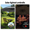 Instahut 3M Cantilever Umbrella LED Base Charcoal Garden Patio
