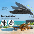Instahut 3M Cantilever Umbrella LED Base Charcoal Garden Patio