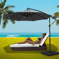 Instahut 3M Cantilever Umbrella LED Base Charcoal Garden Patio