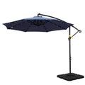Instahut 3M Cantilever Umbrella LED Navy Garden Patio Base