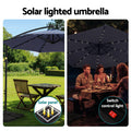 Instahut 3M Cantilever Umbrella LED Navy Garden Patio Base