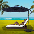 Instahut 3M Cantilever Umbrella LED Navy Garden Patio Base