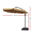 Instahut 3m Cantilever Umbrella Beige w/Base Garden Patio