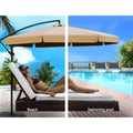 Instahut 3m Cantilever Umbrella Beige w/Base Garden Patio