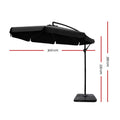 Instahut 3m Cantilever Umbrella Black w/Base Garden Patio