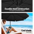 Instahut 3m Cantilever Umbrella Black w/Base Garden Patio