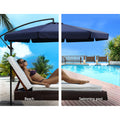 Instahut 3m Cantilever Umbrella Navy w/Base Garden Patio