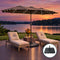 Instahut Outdoor Umbrella w/Base 4.57m Solar 48 LED Double-Sided Patio Parasol Brown