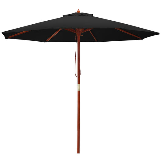 Instahut 2.7m Outdoor Umbrella Black Pole Beach Garden Patio Sun