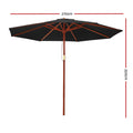 Instahut 2.7m Outdoor Umbrella Black Pole Beach Garden Patio Sun