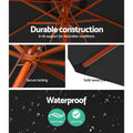 Instahut 2.7m Outdoor Umbrella Black Pole Beach Garden Patio Sun