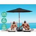 Instahut 2.7m Outdoor Umbrella Black with Base Pole Stand Garden