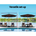 Instahut 2.7m Outdoor Umbrella Black with Base Pole Stand Garden