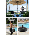 Instahut 2.7m Outdoor Umbrella with Base Pole Stand Garden Sun Beige