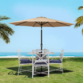 Instahut 2.7m Outdoor Umbrella with Base Pole Stand Garden Sun Beige
