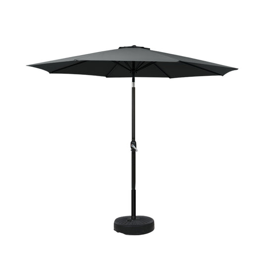 Instahut 2.7m Outdoor Umbrella Black UV Tilt Base Beach Patio