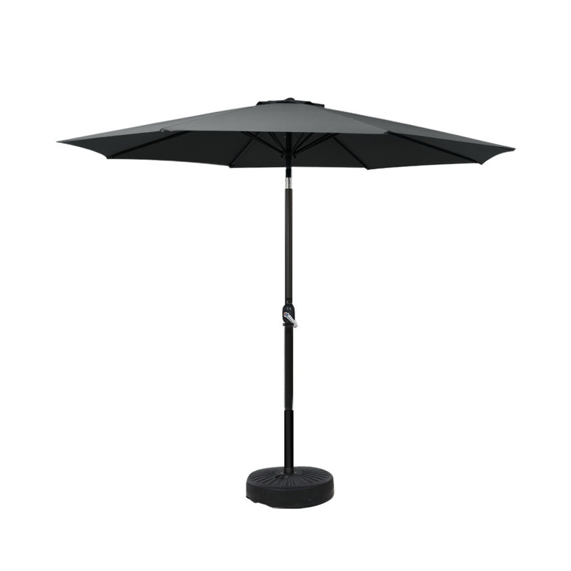 Instahut 2.7m Outdoor Umbrella Black UV Tilt Base Beach Patio