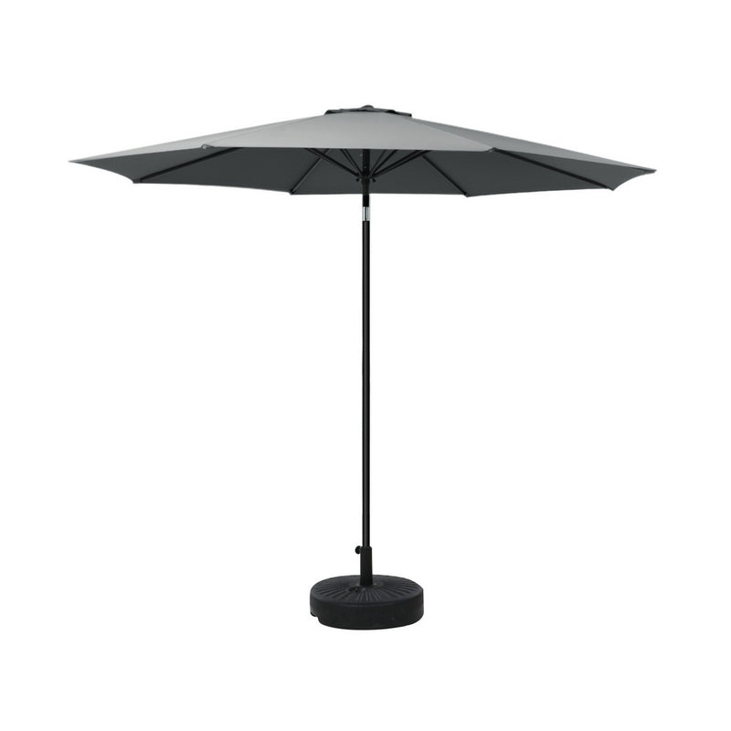Instahut 2.7m Outdoor Umbrella with Base Pole Stand Garden Charcoal