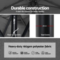 Instahut 2.7m Outdoor Umbrella with Base Pole Stand Garden Charcoal