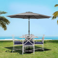 Instahut 2.7m Outdoor Umbrella with Base Pole Stand Garden Charcoal