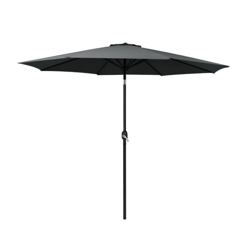 Instahut 2.7m Outdoor Umbrella with Base Pole Stand Garden Black