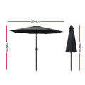 Instahut 2.7m Outdoor Umbrella with Base Pole Stand Garden Black