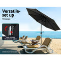 Instahut 2.7m Outdoor Umbrella with Base Pole Stand Garden Black