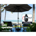 Instahut 2.7m Outdoor Umbrella with Base Pole Stand Garden Black