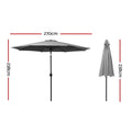 Instahut 2.7m Outdoor Umbrella Tilt Charcoal Garden Patio UV