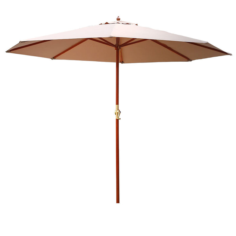 Instahut 3m Outdoor Umbrella Beige Pole Beach Patio Garden Sun Stand