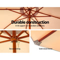 Instahut 3m Outdoor Umbrella Beige Pole Beach Patio Garden Sun Stand