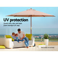 Instahut 3m Outdoor Umbrella Beige Pole Beach Patio Garden Sun Stand