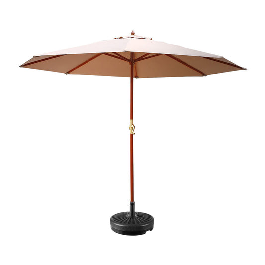 Instahut 3m Outdoor Umbrella with Base Beige Garden Patio