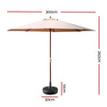 Instahut 3m Outdoor Umbrella with Base Beige Garden Patio