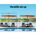 Instahut 3m Outdoor Umbrella with Base Beige Garden Patio