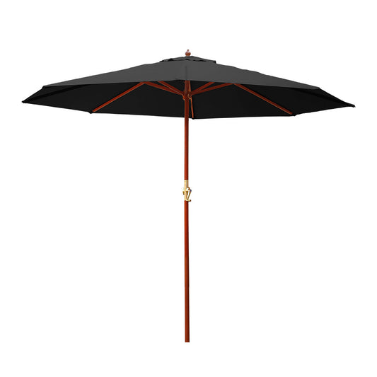 Instahut 3m Umbrella Black Outdoor Patio Garden Beach Sun Stand Pole