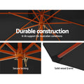Instahut 3m Outdoor Umbrella with Base Pole Garden Sun Deck Black