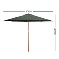Instahut 3m Outdoor Umbrella Pole Beach Patio Garden Sun Stand Charcoal