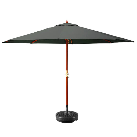 Instahut 3m Outdoor Umbrella with Base Charcoal Garden Sun Deck