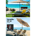 Instahut 3m Outdoor Umbrella with Base Tilt Beige Beach Garden Patio