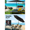 Instahut 3m Outdoor Umbrella Black UV Beach Garden Tilt Pole