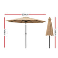 Instahut 3m Outdoor Umbrella Beige Beach Garden Patio Tilt