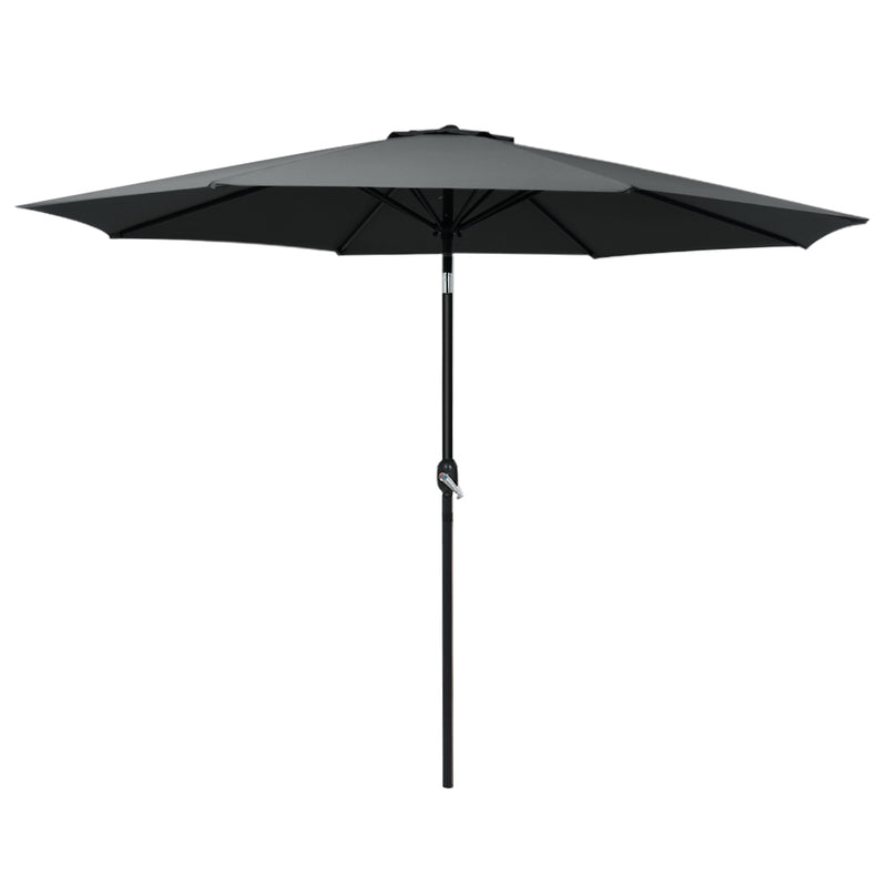 Instahut 3m Outdoor Umbrella Tilt Black Beach Garden Patio