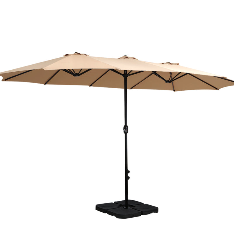 Instahut 4.57m Outdoor Umbrella with Base Stand Tilt Beige