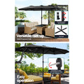 Instahut 4.57m Outdoor Umbrella Black w/Base Stand Tilt Garden